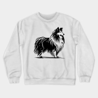 Stick figure sheltie dog in black ink Crewneck Sweatshirt